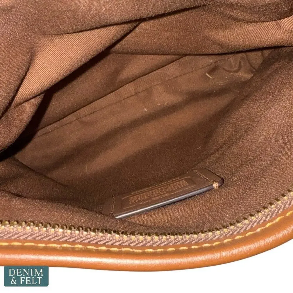 Coach Weaved Brown Embossed Leather Crossbody Shoulder Bag Adjustable Strap - Picture 11 of 15